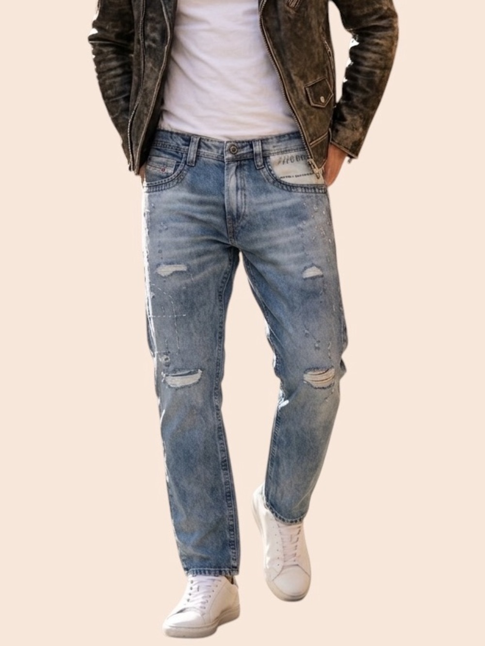 Diesel Industry Light Blue Distressed Sz 34 Straight Jeans